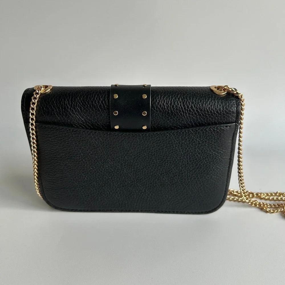 Coach Georgie Crossbody With Rivets Black Pebble Leather Bag 6925